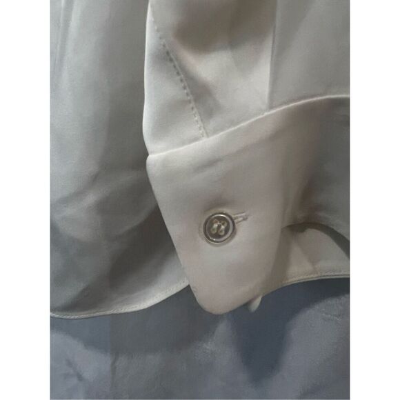 Theory Women's Ivory Silk Georgette Tie Neck Button Down Blouse Size Large NWOT - Picture 9 of 11
